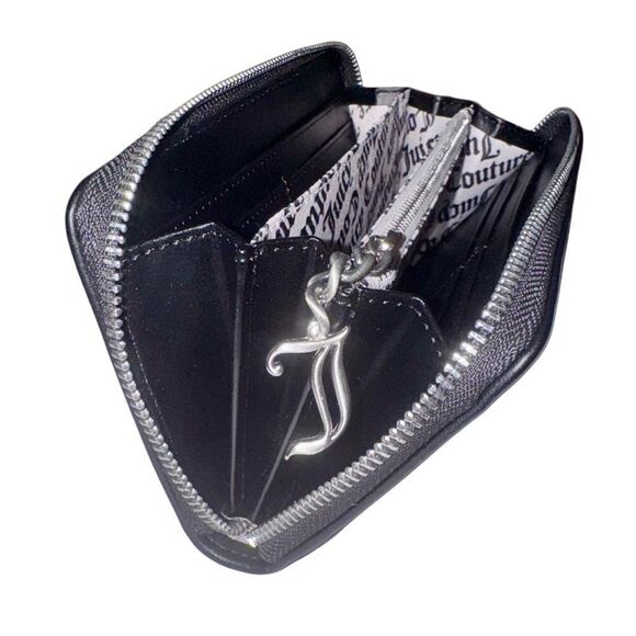 Juicy Couture Black Faux Leather Kimberly Rhinestone Logo Z/A Wallet Clutch Bag - Picture 7 of 11